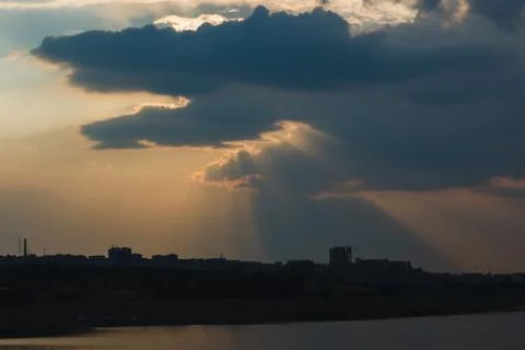 Sunset over the city Stock Photos