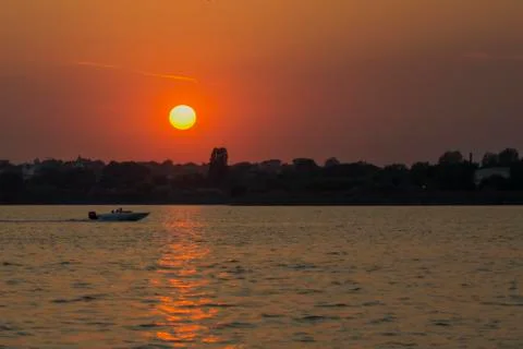 Sunset over city Stock Photos
