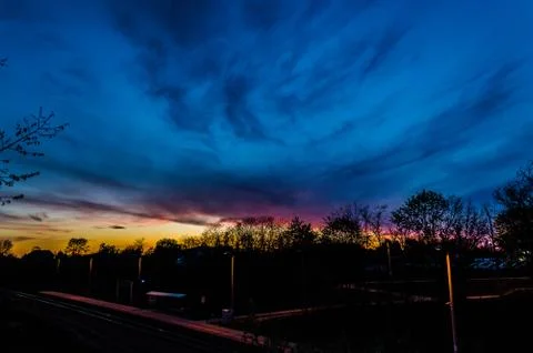 Sunset over the city Stock Photos