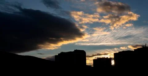 Before sunset over the city. Stock Photos