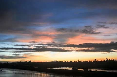 Sunset over the city Stock Photos