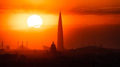 Sunset over the city. Stock Photos