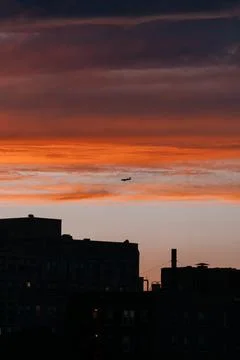 Sunset over the city Stock Photos