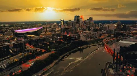 A sunset over a city 写真素材