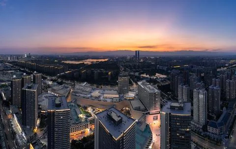 Sunset over the city Stock Photos