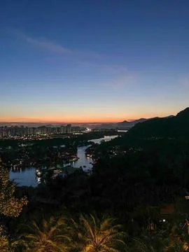 Sunset over the city Stock Photos