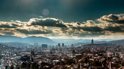 Sunset over City Sarajevo time lapse 4k Video stock 42083097