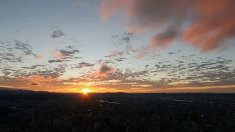 Sunset over the city as seen from the top of Taipei  Stock Footage 72711102