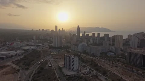 Sunset over city skyline in Mexico with changing light and urban landscape Stock Footage 340192595
