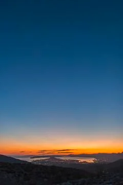 Sunset over City Split and Kastela Bay Stock Photos