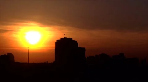 Sunset Over City, Time Lapse, Ankara, Dark City Stock Footage 43742755