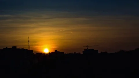 Sunset over the city time lapse Stock-Footage 73742603