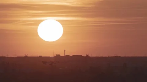 Sunset over City Timelapse Berlin Beautiful Stock Footage 340155886