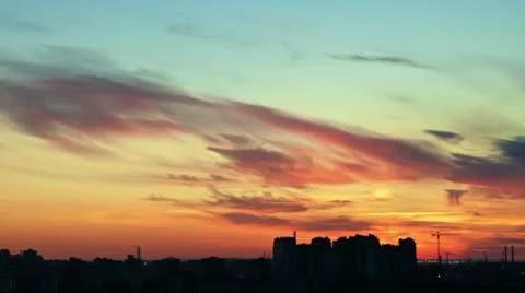 Sunset Over City, Timelapse Stock Footage 11218231
