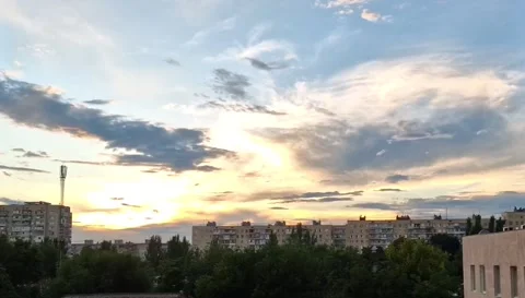 Sunset over the city timelapse Stock Footage 203012638