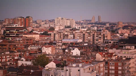 Sunset over the city, transition from day to night (time lapse / timelapse) Stock Footage 22481394