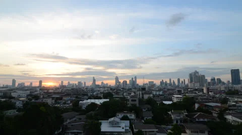 Sunset over the city view timelapse of Bangkok, Thailand Stock Footage 25068453