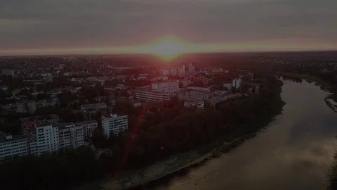 Sunset over the city of Vitebsk Stock Footage 100623270
