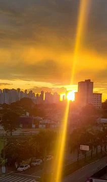 Sunset over the cityscape Stock Photos