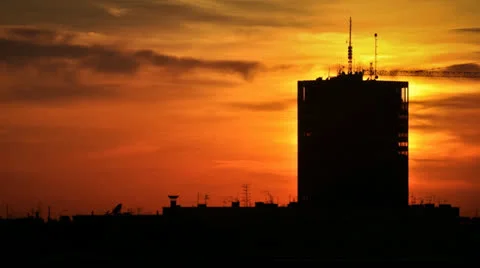 Sunset over the cityscape with skyscraper / time lapse, timelapse Stock Footage 22480824