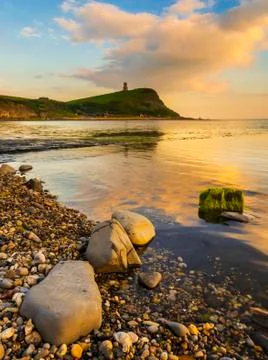 Sunset over the cliffs at Kimmeridge Stock Photos