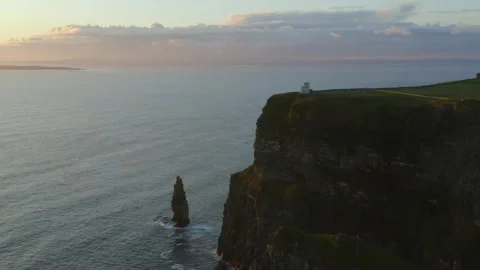 Sunset Over Cliffs of Moher and Atlantic Ocean Stock Footage 291406724