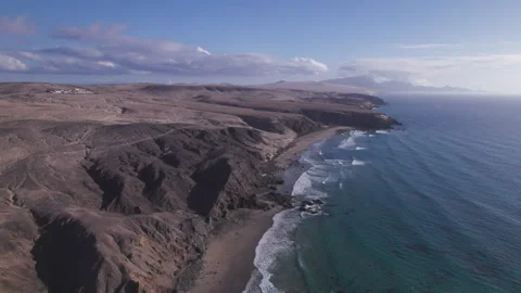 Sunset over cliffs near La Pared, Fuerteventura Stock Footage 310407781