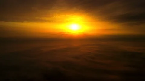 Sunset over the clouds. Shooting from a drone. Stock Footage 155082680