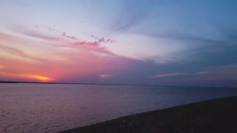 Sunset Over Cloudy Lake Hefner, Oklahoma City Time Lapse Stock Footage 157500074