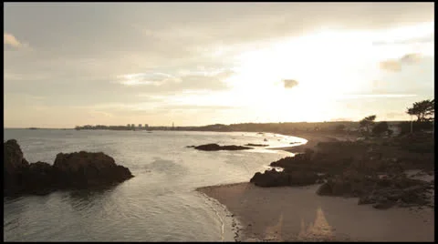 Sunset over coast Stock Footage 23923355