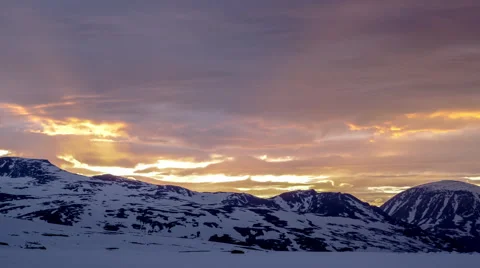 Sunset over cold Fjell Stock Footage 43224268