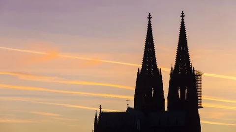 Sunset over Cologne cathedral, Koelner Dom Stock Footage 103984601