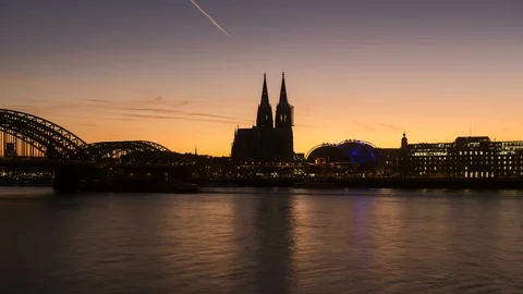Sunset over Cologne cathedral, Koelner Dom Stock Footage 103985525
