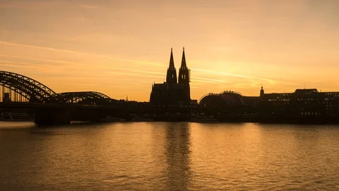 Sunset over Cologne cathedral, Koelner Dom Stock Footage 103985935