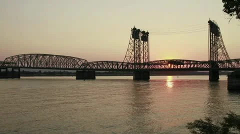 Sunset Over Columbia Crossing Interstate Bridge 1080p Timelapse Stock Footage 10821585