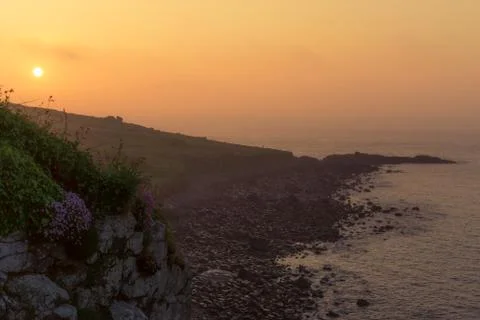 Sunset over the Cornish coast Stock Photos