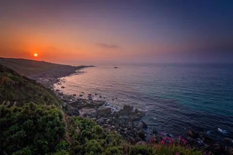Sunset over the Cornish coast Stock Photos