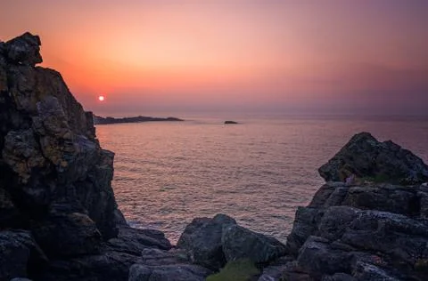Sunset over the Cornish coast Stock Photos