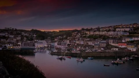 Sunset over a Cornish Harbour Stock Photos