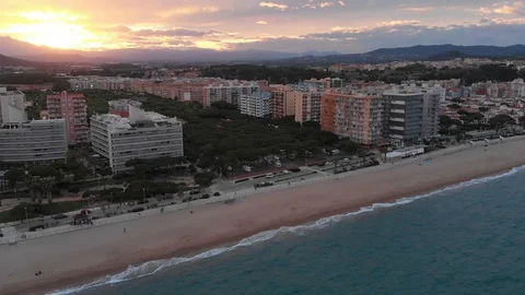 Sunset over the Costa Brava Blanes Stock Footage 113463795