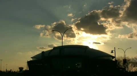Sunset over Cowboy Stadium Video stock 21243051