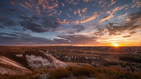 Sunset over the Cretaceous Mountains Stock Footage 77469804