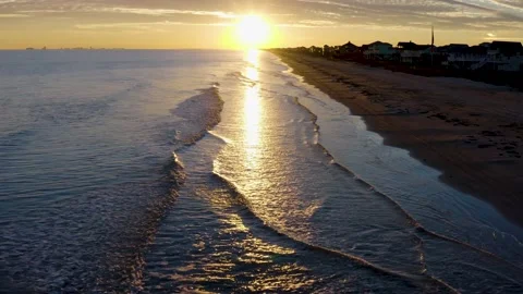Sunset over Crystal Beach Texas Stock Footage 202176372