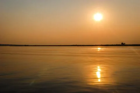 Sunset over the Cuando or Kwando river Chobe National Park, Botswana, Africa Stock Photos