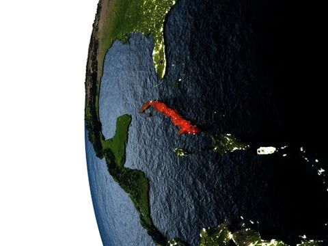Sunset over Cuba from space Stock Illustration