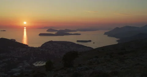 Sunset over the Dalmatian Coast Stock Footage 216600094