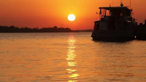 Sunset over the Danube River Stock Footage 236106324
