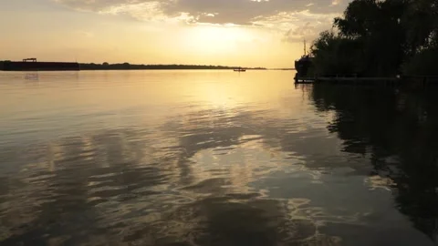 Sunset over the Danube River Stock Footage 236106353
