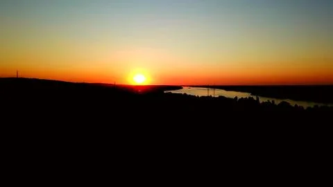 Sunset over the Danube river Stock Photos
