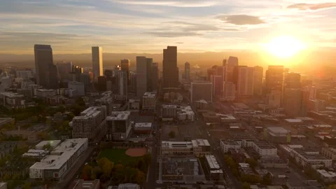 Sunset Over Denver Tech Center | Corporate Skyline and Suburban Sprawl Video stock 307163298